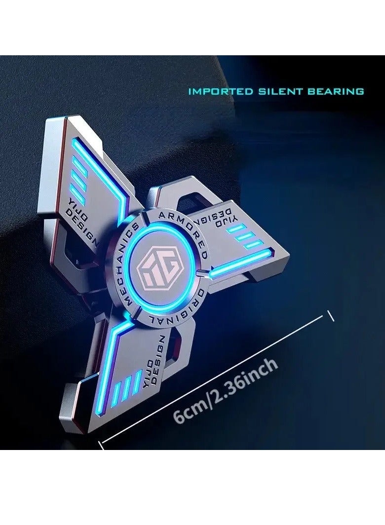 Fidget Spinner, Anti Stress EDC Luminous Fidget Spinner, Durable And Portable Alloy Metal Hand Spinner Toy, Elegant Design Stress Anxiety ADHD Relief Fidget Toy, (Blue, Multifunctional Flagship Suit)