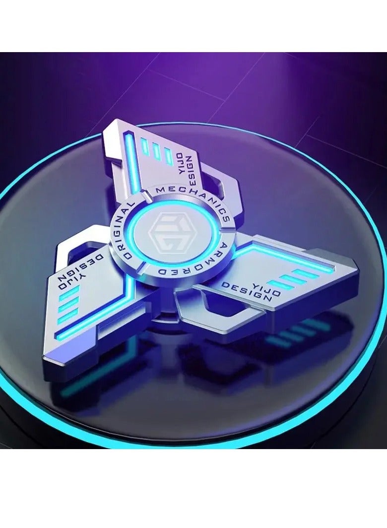 Fidget Spinner, Anti Stress EDC Luminous Fidget Spinner, Durable And Portable Alloy Metal Hand Spinner Toy, Elegant Design Stress Anxiety ADHD Relief Fidget Toy, (Blue, Multifunctional Flagship Suit)