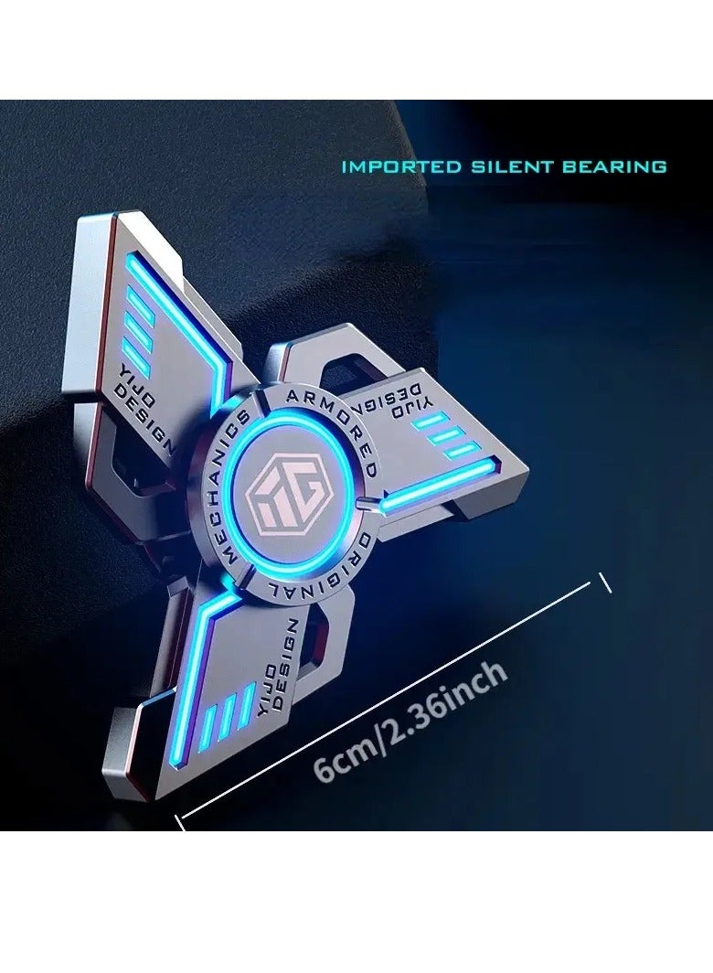 Fidget Spinner, Anti Stress EDC Luminous Fidget Spinner, Durable And Portable Alloy Metal Hand Spinner Toy, Elegant Design Stress Anxiety ADHD Relief Fidget Toy For Adults And Kids, (Blue, Standard)