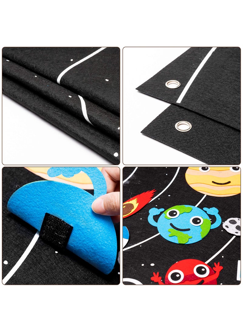 30Pcs Outer Space Felt Story Board Set Solar System Universe Storytelling Flannel Interactive Play Reusable Wall Hanging Gift for Boys Girls Without Letters