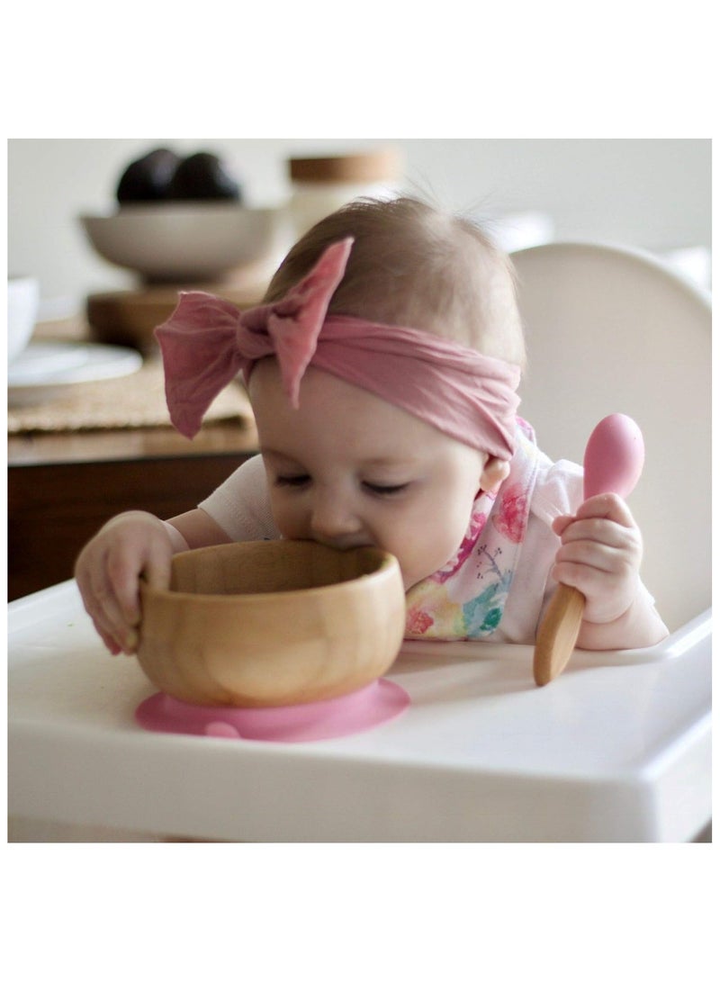 Bamboo Suction Classic Bowl + Spoon Green Color For Baby
