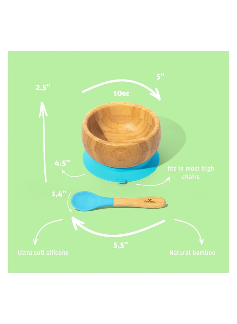 Bamboo Suction Classic Bowl + Spoon Green Color For Baby