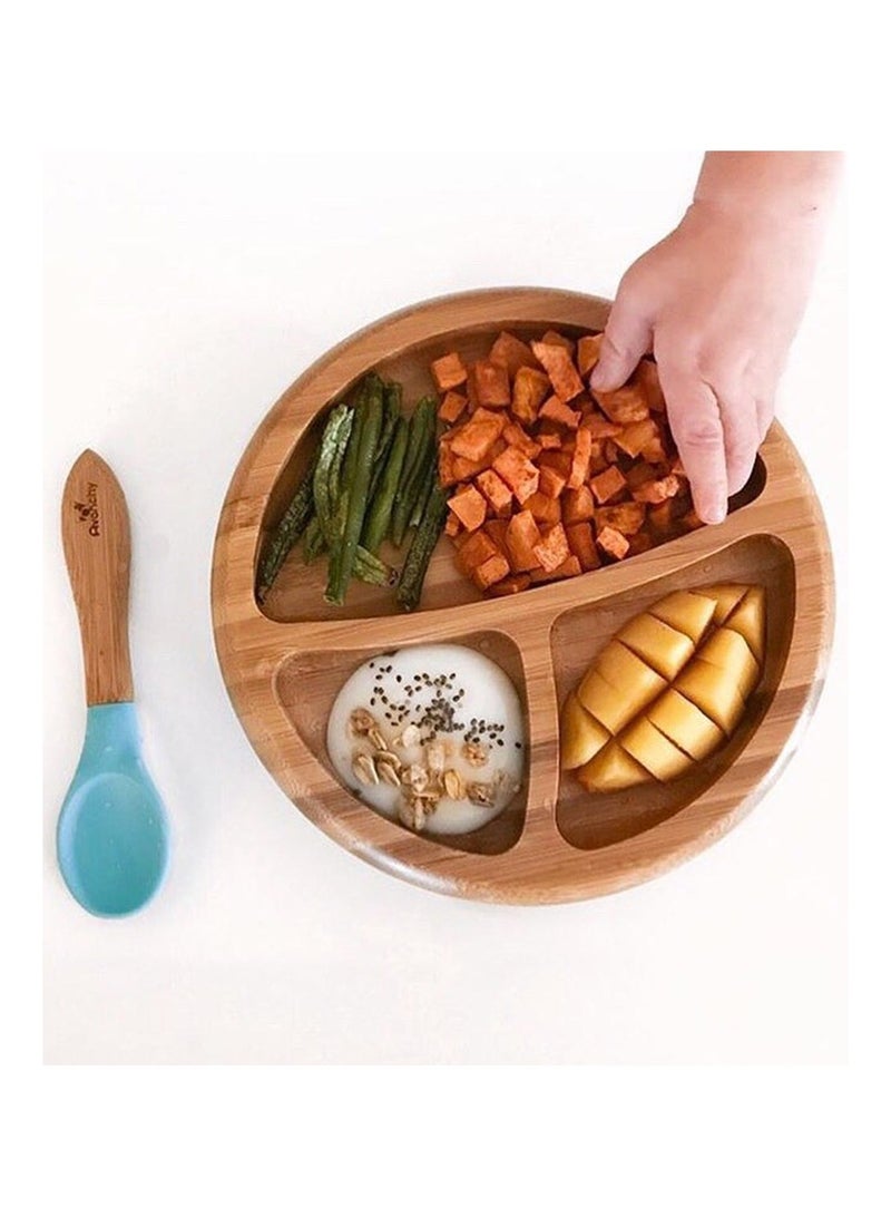Bamboo Suction Classic Plate + Spoon Blue