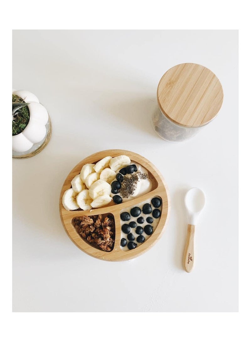 Bamboo Suction Classic Plate + Spoon Blue
