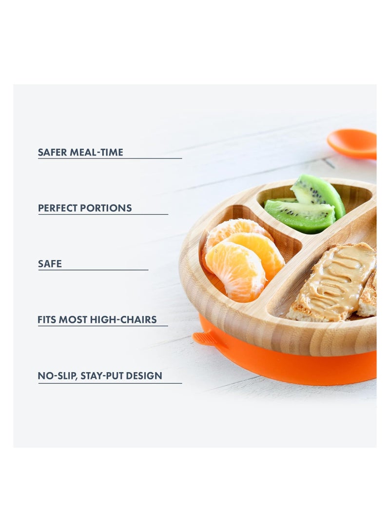 Bamboo Suction Classic Plate + Spoon Blue