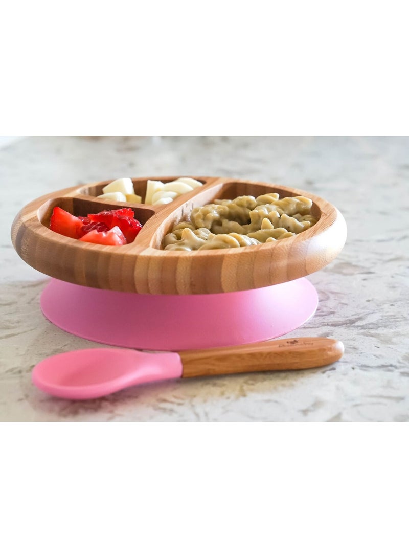 Bamboo Suction Classic Plate + Spoon Blue