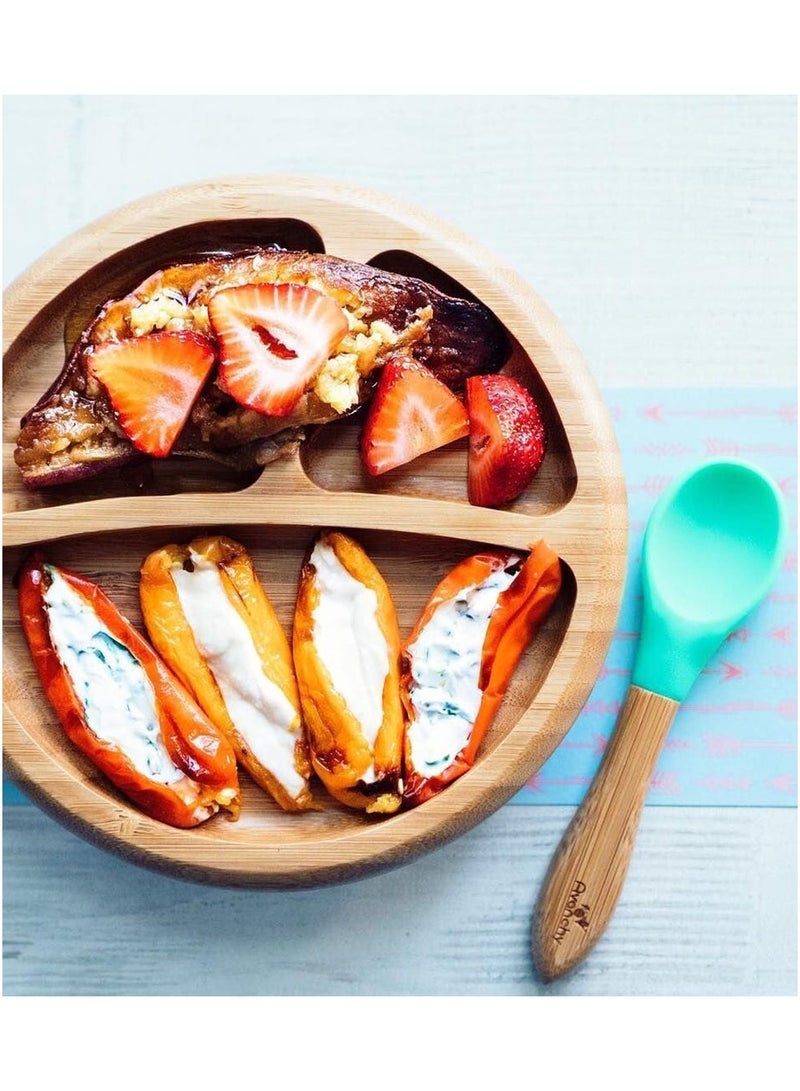 Bamboo Suction Classic Plate + Spoon Blue