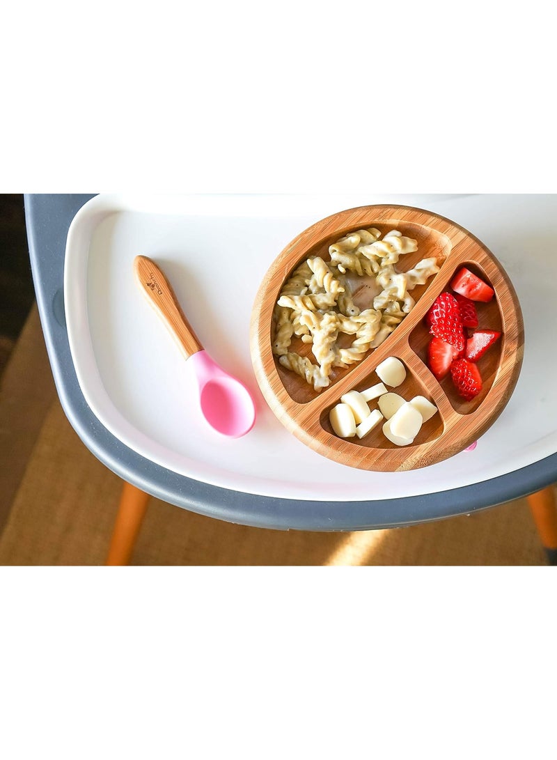 Bamboo Suction Classic Plate + Spoon Blue
