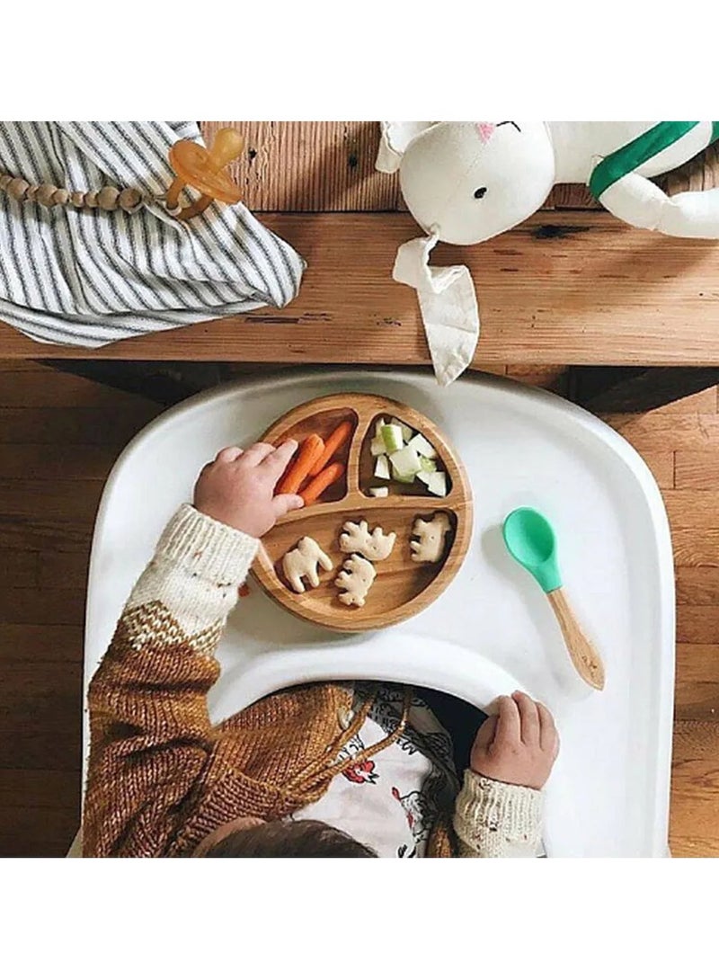 Bamboo Suction Classic Plate + Spoon Blue