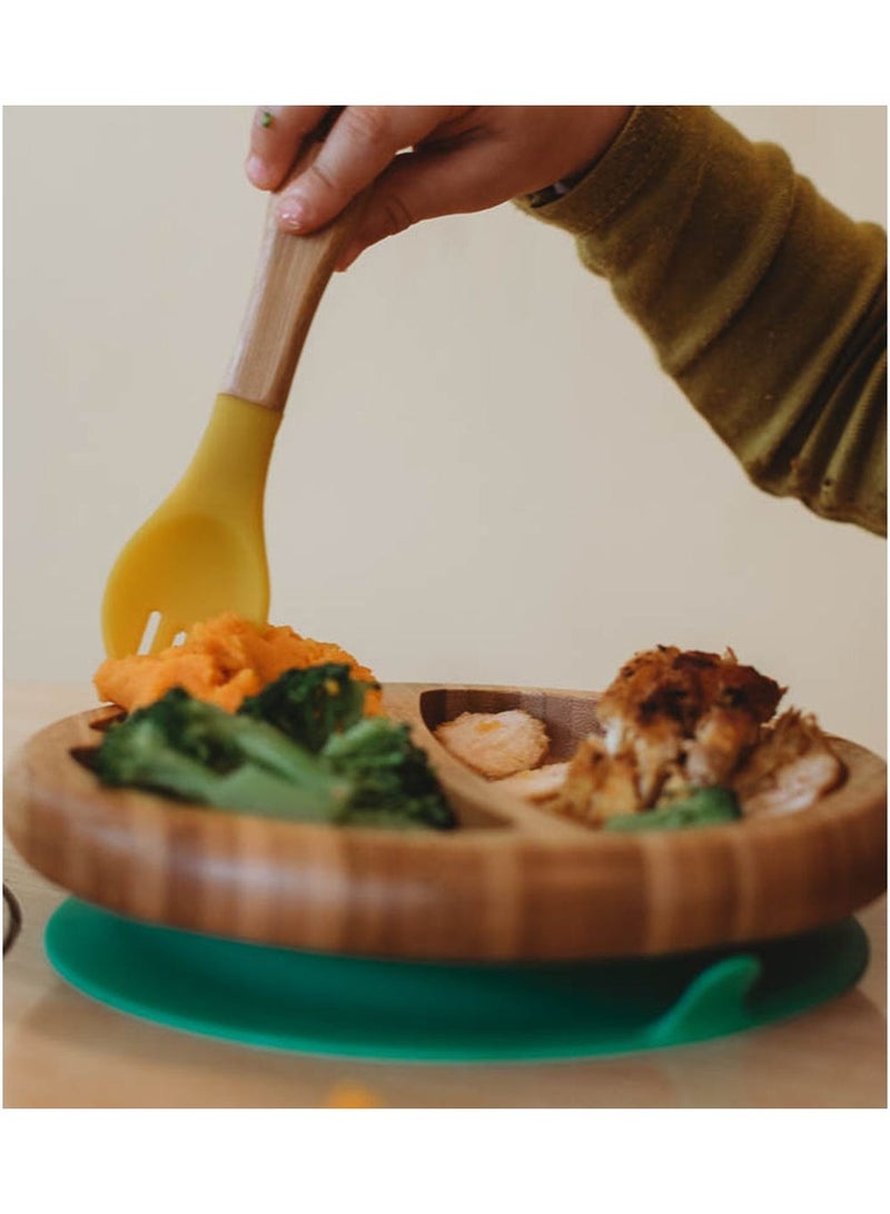 Bamboo Suction Classic Plate + Spoon Blue