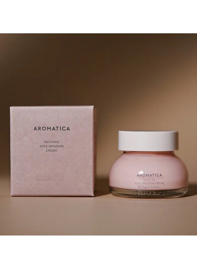 Reviving Rose Infusion Cream 50ml, Vegan, Anti-aging, Hydrating, Brightening cream for dry skin | with Damask Rose Water and Rose Oil | Korean Skincare