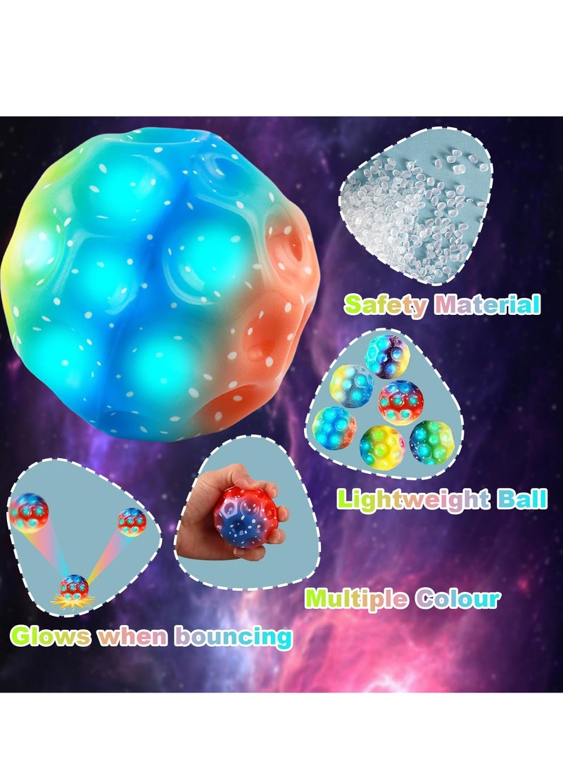 6 PCS Space Ball 7cm Extreme Moon Ball PU Bounce Ball Sensory Ball High Bouncing and Sounds Meteor Ball Helps Improve Hand Eye Coordination Great Sensory Ball for Kids Teens Pocket Money Toys