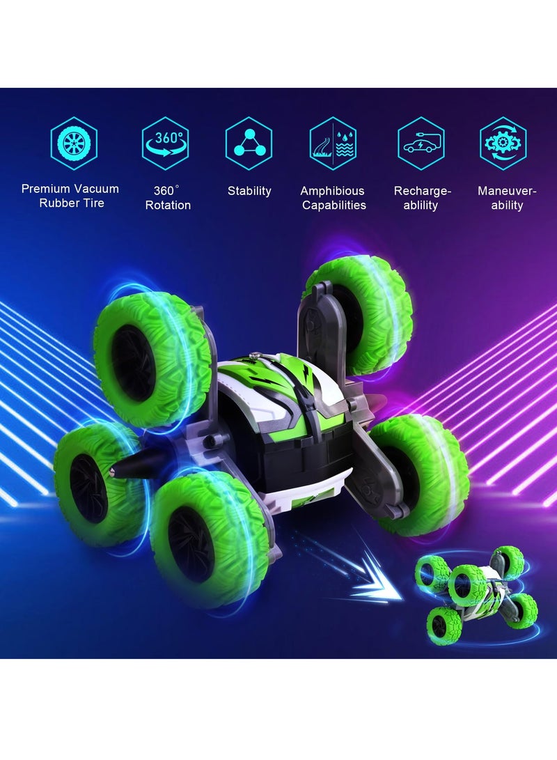 2024 Upgraded RC Car Toys Waterproof Tri Wheeler 360 Degree Spin Stunt Double Sided Driving Rechargeable Remote Control Toys for Boys Girls Age 3-14 2.4Ghz Outdoor Toys Car for Kids Birthday Gifts