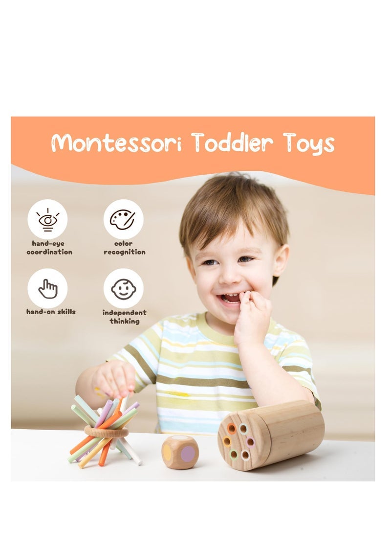 Toys Montessori Toys, Natural Wood Educational Sorting Toy,  1 Year Old Fine Motor Skills Toys for 1-2 Year Old Sensory Toys Wooden Learning & Educational Toys for Toddlers 1-3