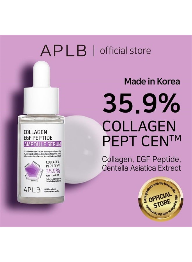 Collagen EGF Peptide Ampoule Serum | COLLAGEN PEPT CEN™ 35.9% 1.35 FL.OZ/Korean Skincare, Elasticity care, Long lasting moisturizing, Revitalize for gentle and improve skin texture