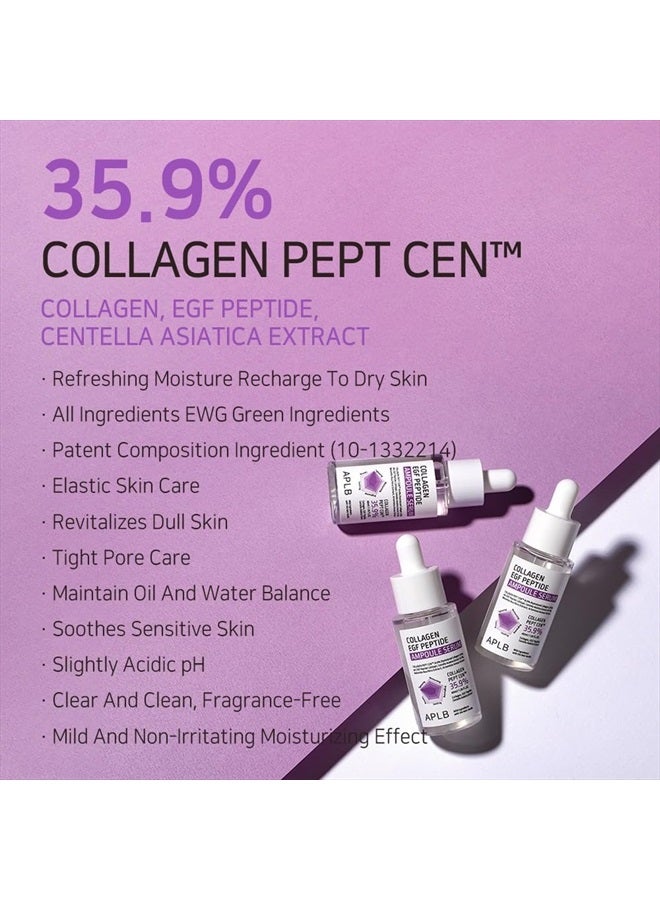 Collagen EGF Peptide Ampoule Serum | COLLAGEN PEPT CEN™ 35.9% 1.35 FL.OZ/Korean Skincare, Elasticity care, Long lasting moisturizing, Revitalize for gentle and improve skin texture