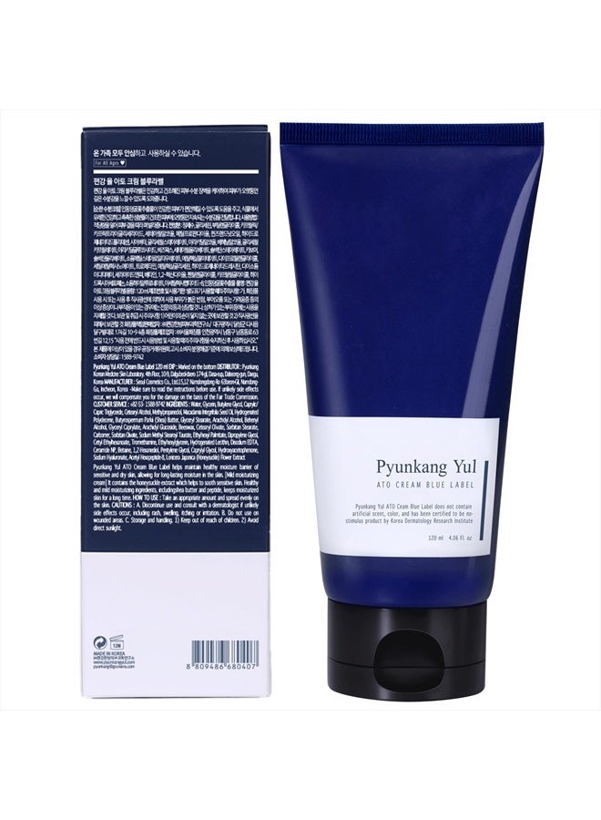 ATO Cream Blue Label - Long lasting Strong Moisture and Nutrients Hyaluronic Acids, Natural Safe Ingredients Ceramide Skin Barrier from Double Hydration Baby Lotion 4.6 Fl. Oz