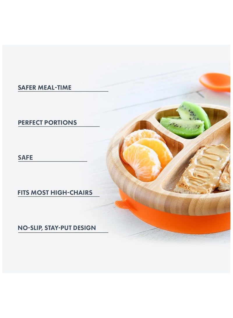 Bamboo Suction Classic Plate + Spoon Pink