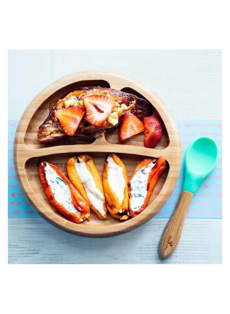 Bamboo Suction Classic Plate + Spoon Pink