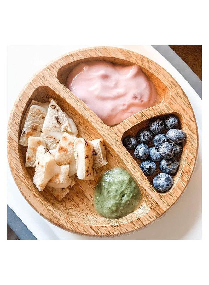 Bamboo Suction Classic Plate + Spoon Pink