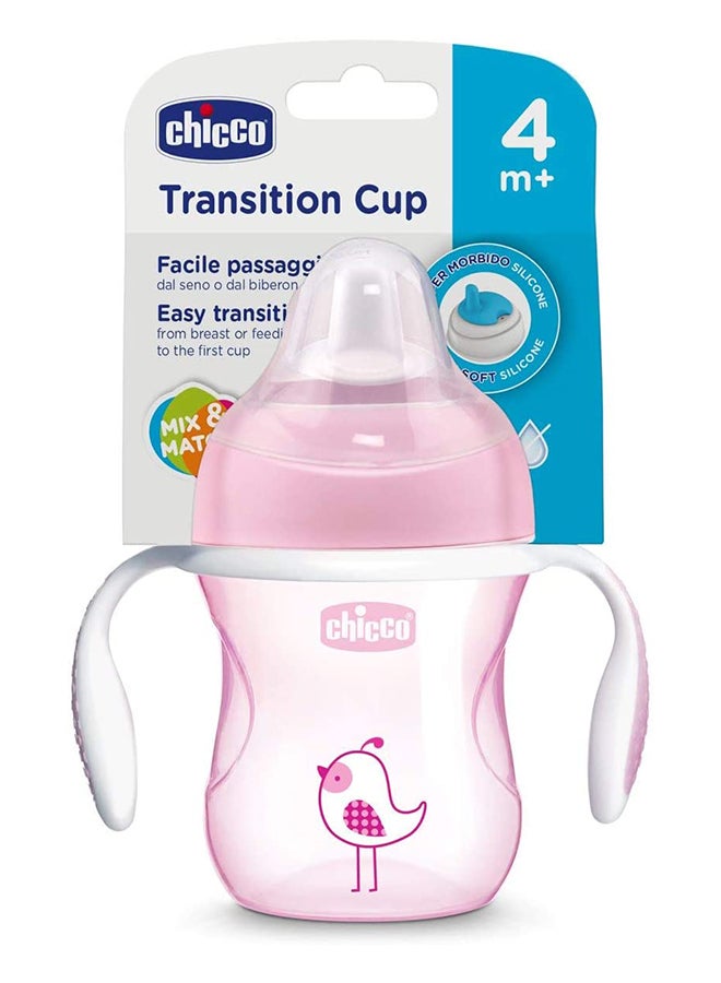 Soft Silicone Spout, Spill Free Transition Cup 4M+ 200Ml, Pink