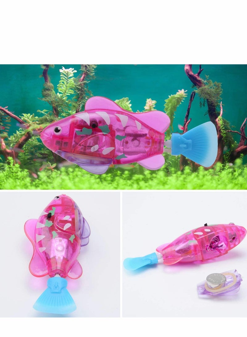 Electric Fish Toy, Creative Colorful Water Activated LED Robot Fish Toy Funny Cat Fish Toy Swimming Robot Fish Bathtub Toys Birthday Gift for Cat, Toddlers, Boys and Girls, 4 Pcs