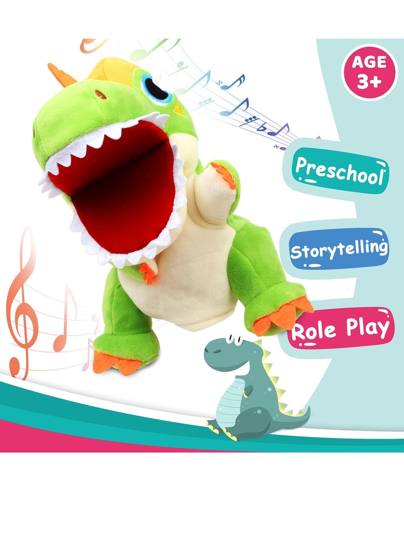 Dinosaur Hand Puppet T-Rex Plush Toy for Kids Realistic Dinosaur Hand Puppet Plush Toy Soft and Huggable Role Play Toy for Imagination Games and Storytelling Interesting Role Play Green