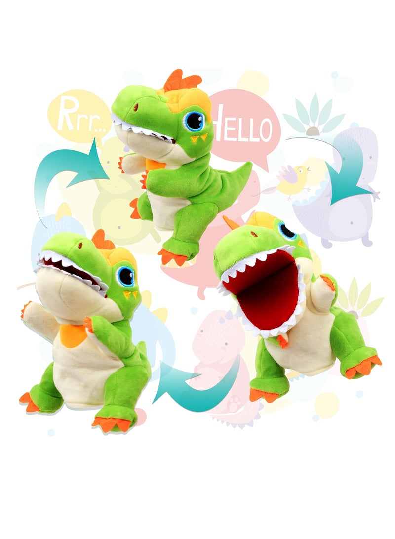 Dinosaur Hand Puppet T-Rex Plush Toy for Kids Realistic Dinosaur Hand Puppet Plush Toy Soft and Huggable Role Play Toy for Imagination Games and Storytelling Interesting Role Play Green