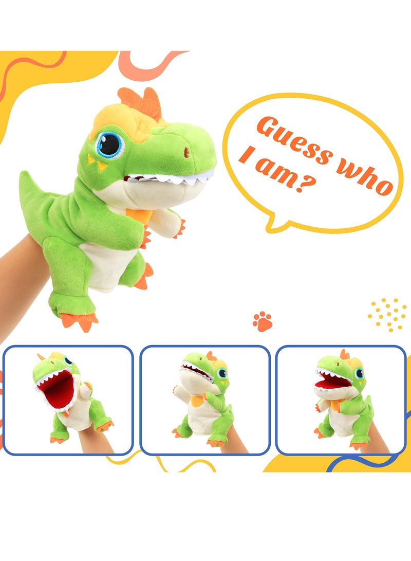 Dinosaur Hand Puppet T-Rex Plush Toy for Kids Realistic Dinosaur Hand Puppet Plush Toy Soft and Huggable Role Play Toy for Imagination Games and Storytelling Interesting Role Play Green