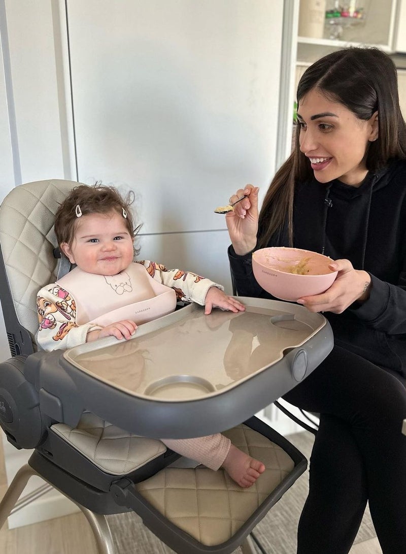 Original 4 In 1 Baby High Chair - Beige, From 0 Up To 15 Kg. (36 Months), 5 Heights, 3 Backrest Positions, Adjustable 2-Position Footrest, Two Removable Trays, Ultra-Compact Folding, Feeding Chair