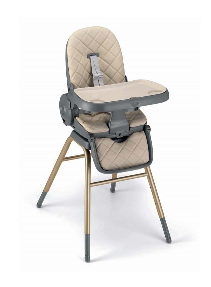 Original 4 In 1 Baby High Chair - Beige, From 0 Up To 15 Kg. (36 Months), 5 Heights, 3 Backrest Positions, Adjustable 2-Position Footrest, Two Removable Trays, Ultra-Compact Folding, Feeding Chair