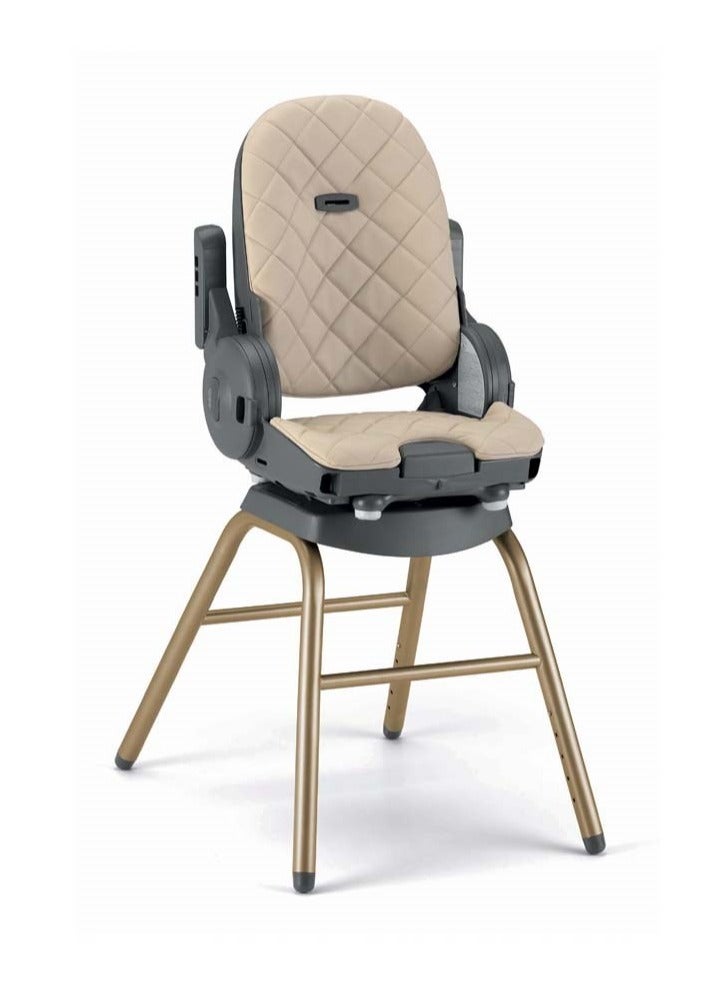Original 4 In 1 Baby High Chair - Beige, From 0 Up To 15 Kg. (36 Months), 5 Heights, 3 Backrest Positions, Adjustable 2-Position Footrest, Two Removable Trays, Ultra-Compact Folding, Feeding Chair