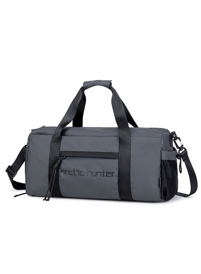 Sport Duffle Bag, Large Gym Hand Bag with Shoes Compartment and Waterproof Pocket for Men, Grey