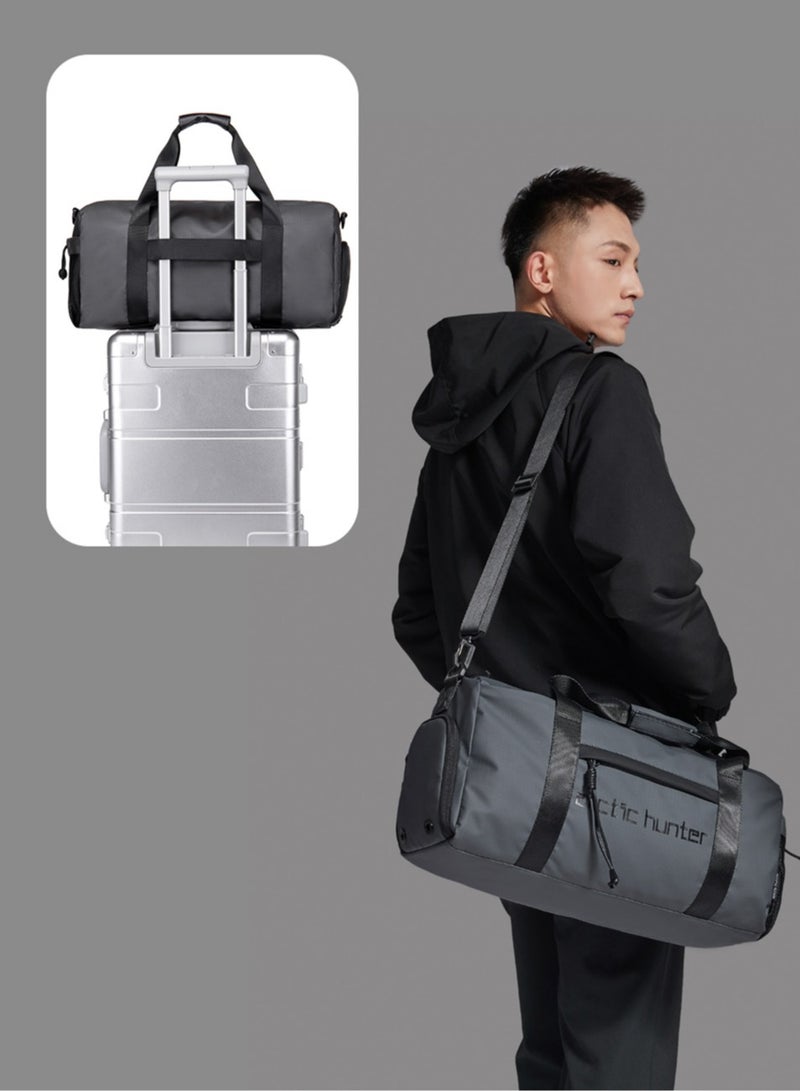 Sport Duffle Bag, Large Gym Hand Bag with Shoes Compartment and Waterproof Pocket for Men, Grey