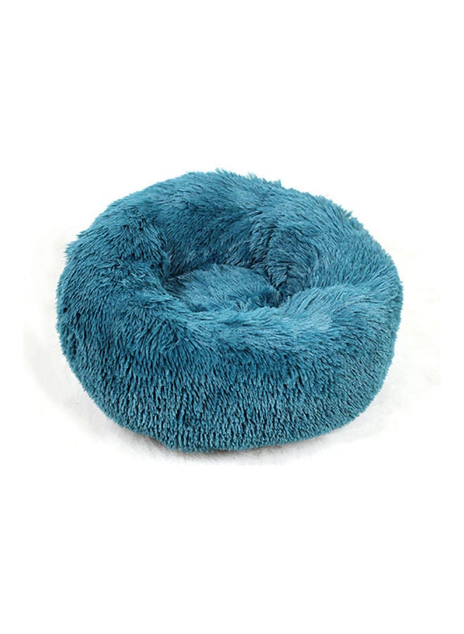 Anti Anxiety Faux Fur Donut Shape Bed for Cat/Dog Blue 60cm