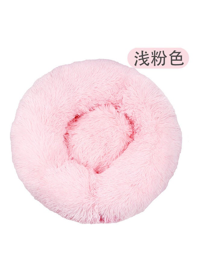 Anti Anxiety Faux Fur Donut Shape Bed for Cat/Dog Pink 60cm