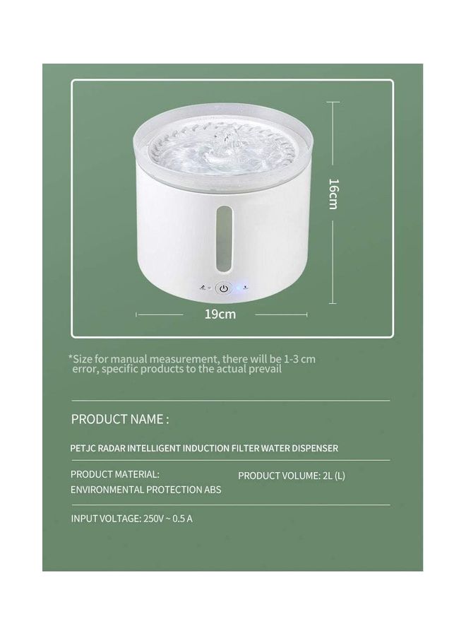 Automatic Pet Drinking Water Fountain White