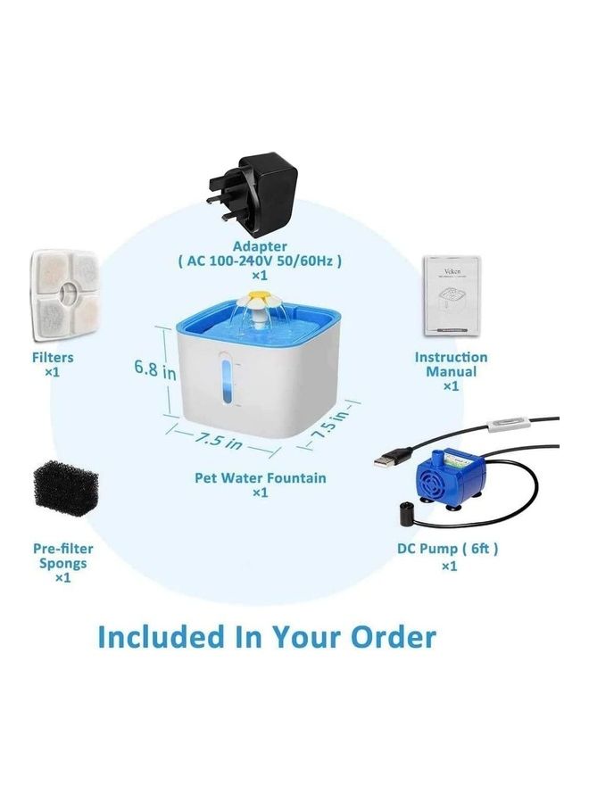 Automatic Pet Drinking Water Fountain White/Blue