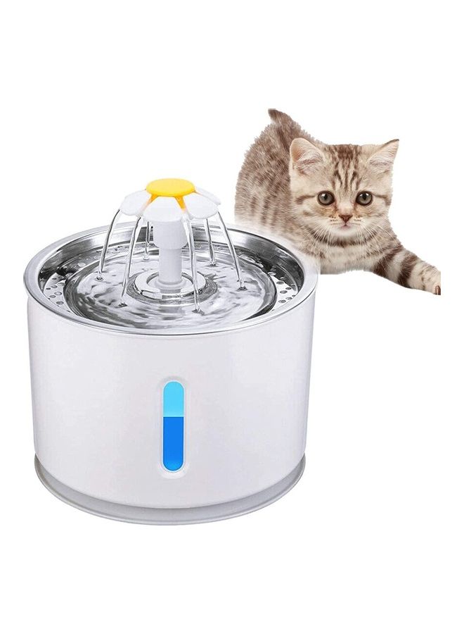 2.4L Automatic Pet Water Fountain White/Silver