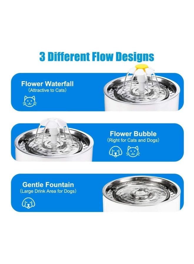 2.4L Automatic Pet Water Fountain White/Silver
