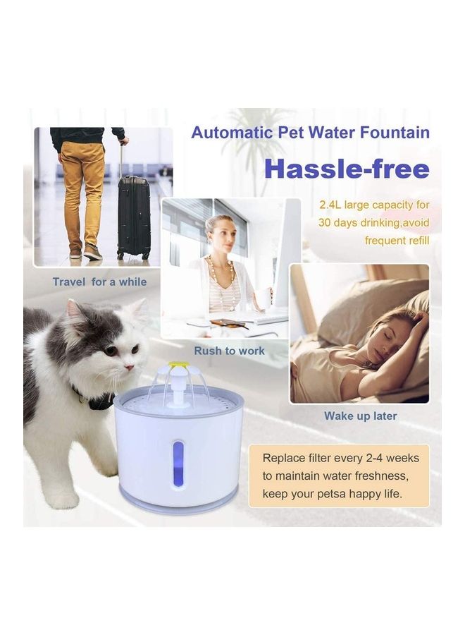 2.4L Automatic Pet Water Fountain with LED White/Purple