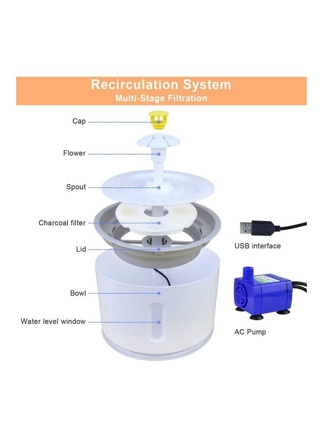 2.4L Automatic Pet Water Fountain with LED White/Purple