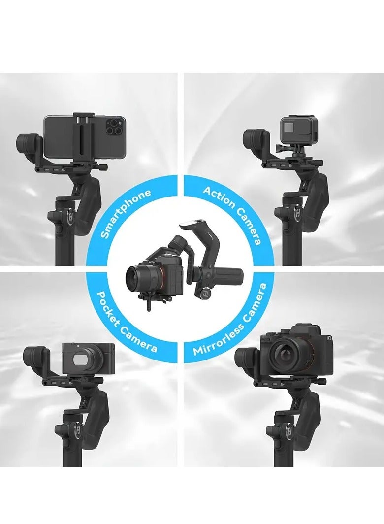 FeiyuTech Scorp Mini 3-Axis All In One Gimbal Stabilizer For Mirrorless Camera With Short Lens, Compact Cameras, Action Camera Gopro, 54-88mm Width IPhone 15 Pro, 1.3