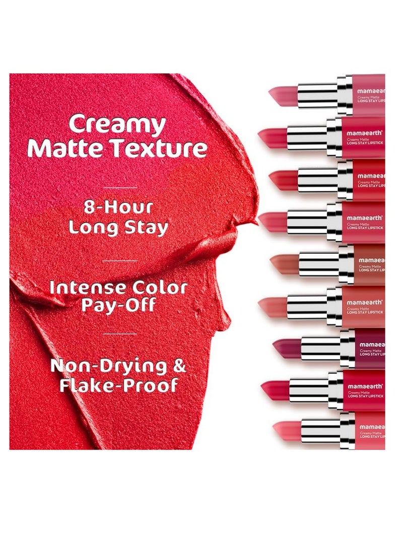 Mamaearth Creamy Matte Long Stay Lipstick with Murumuru Butter and Vitamin E for 8 Hour Long Stay Flakeproof and Non Drying Intense Color Payoff 4.2g Mauve Bloom