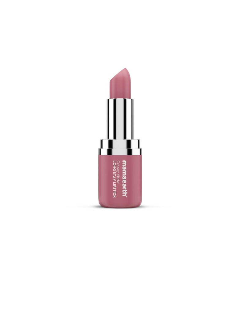 Mamaearth Creamy Matte Long Stay Lipstick with Murumuru Butter and Vitamin E for 8 Hour Long Stay Flakeproof and Non Drying Intense Color Payoff 4.2g Mauve Bloom