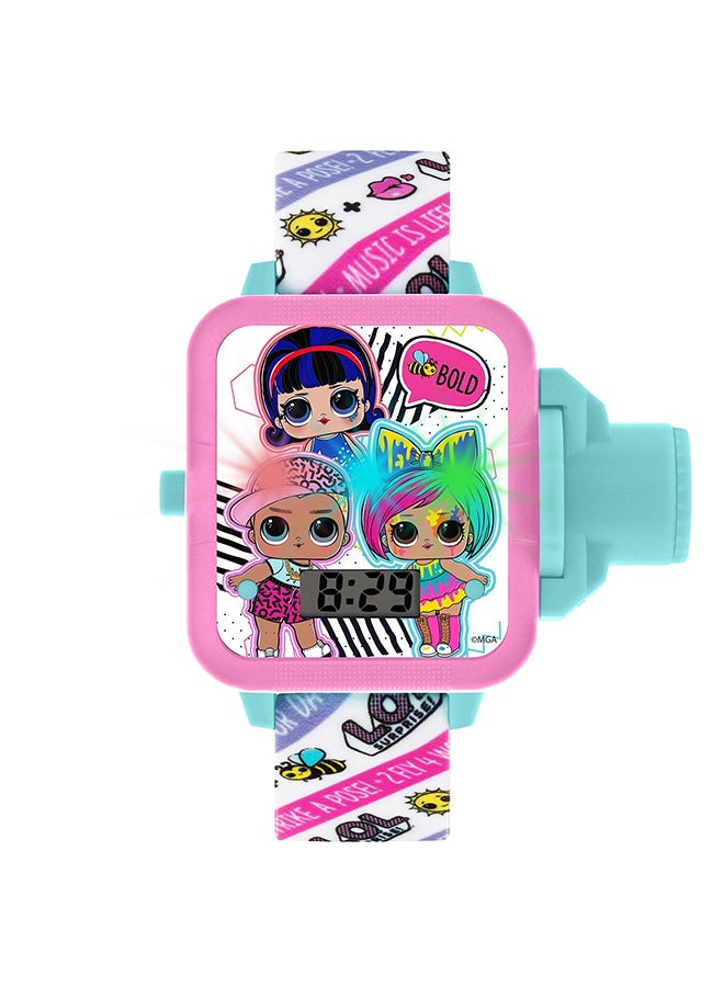 Girls Digital Square Shape Silicone Wrist Watch - LOL4503 - 32 Millimeter
