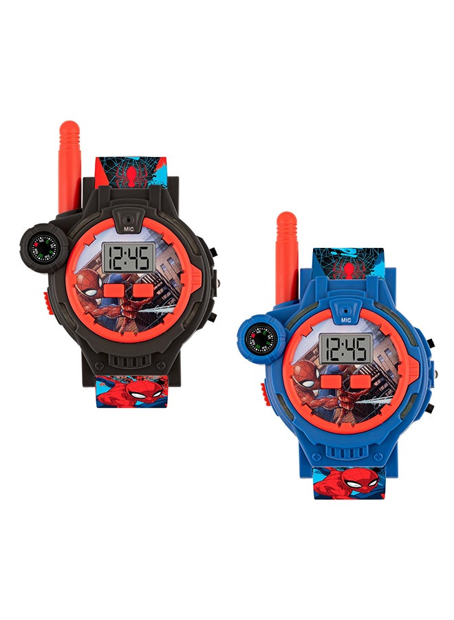 Spiderman Boys Walkie Talkie Watch Blue Printed Character Silicone Strap, SPD40156ARG