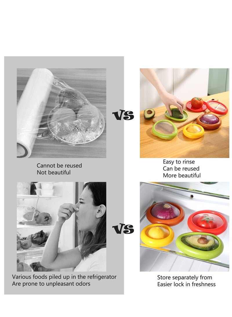 4 Pcs Saver Holder Storage Containers for Fridge, Reusable Food Saver for Tomato, Onion, Lemon Keeper Holder, Refrigerator Vegetable Fruit Crisper