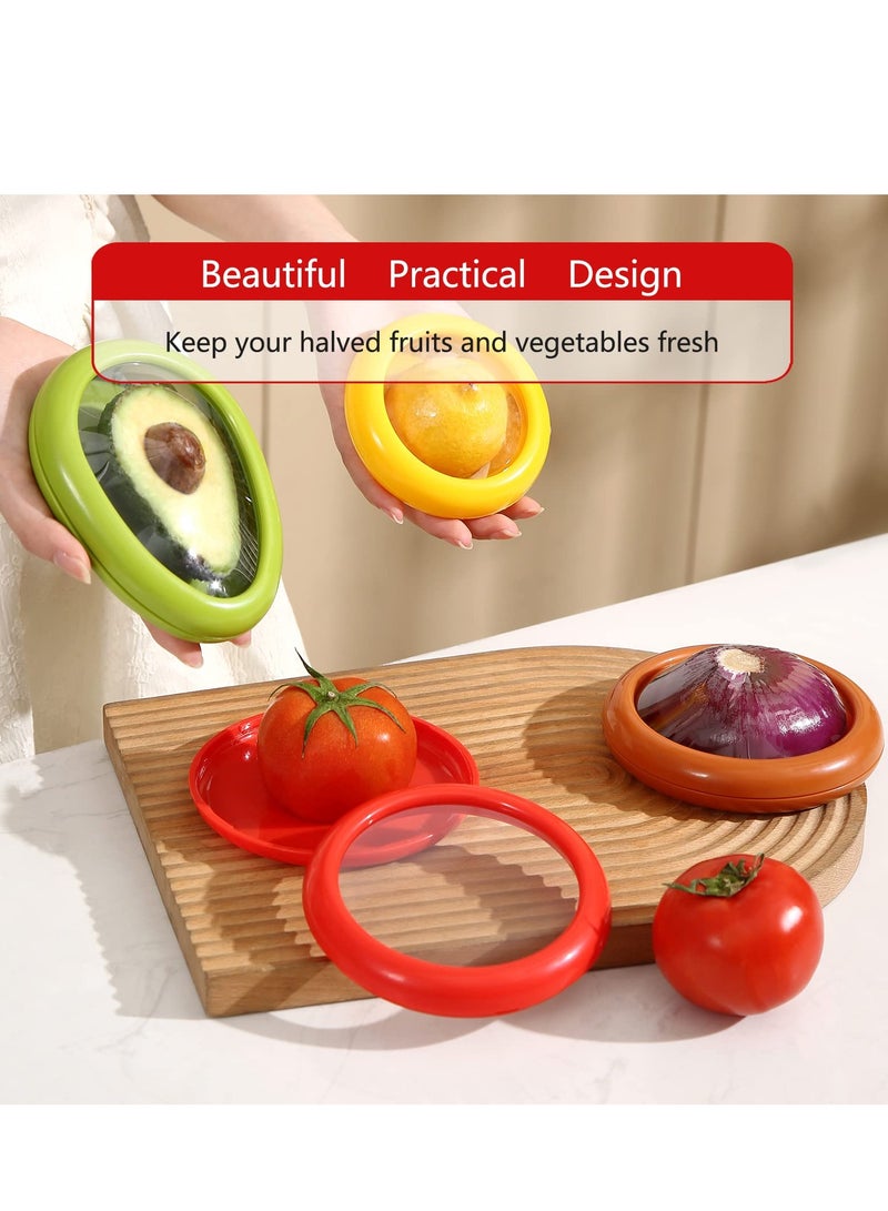 4 Pcs Saver Holder Storage Containers for Fridge, Reusable Food Saver for Tomato, Onion, Lemon Keeper Holder, Refrigerator Vegetable Fruit Crisper