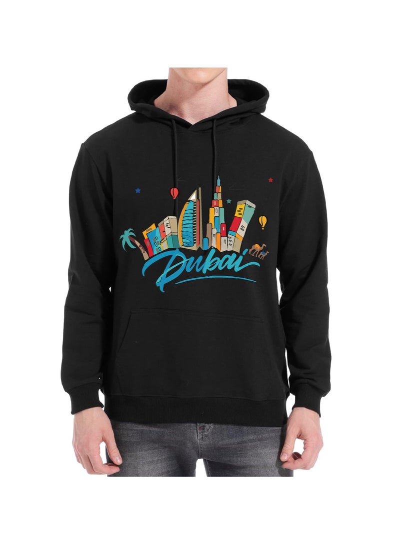 Dubai Skyline Hoodie - Soft Cotton Pullover - Casual Fashion Hoodie for Men and Women - Long Sleeve with Drawstring and Pockets - Perfect for Travel